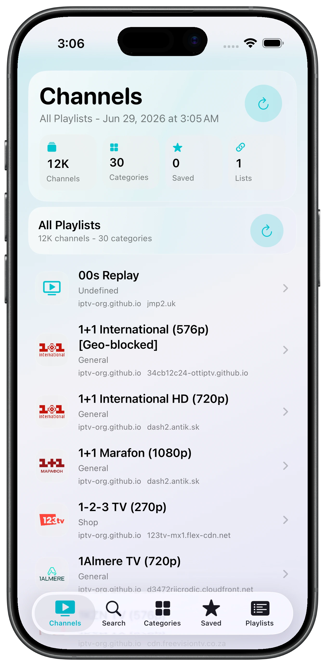 osIPTV on an Apple iPhone